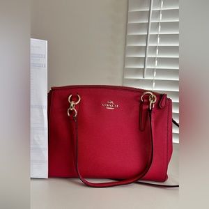 Coach F57520 Small Christie Carryall Leather Satchel Bright Pink